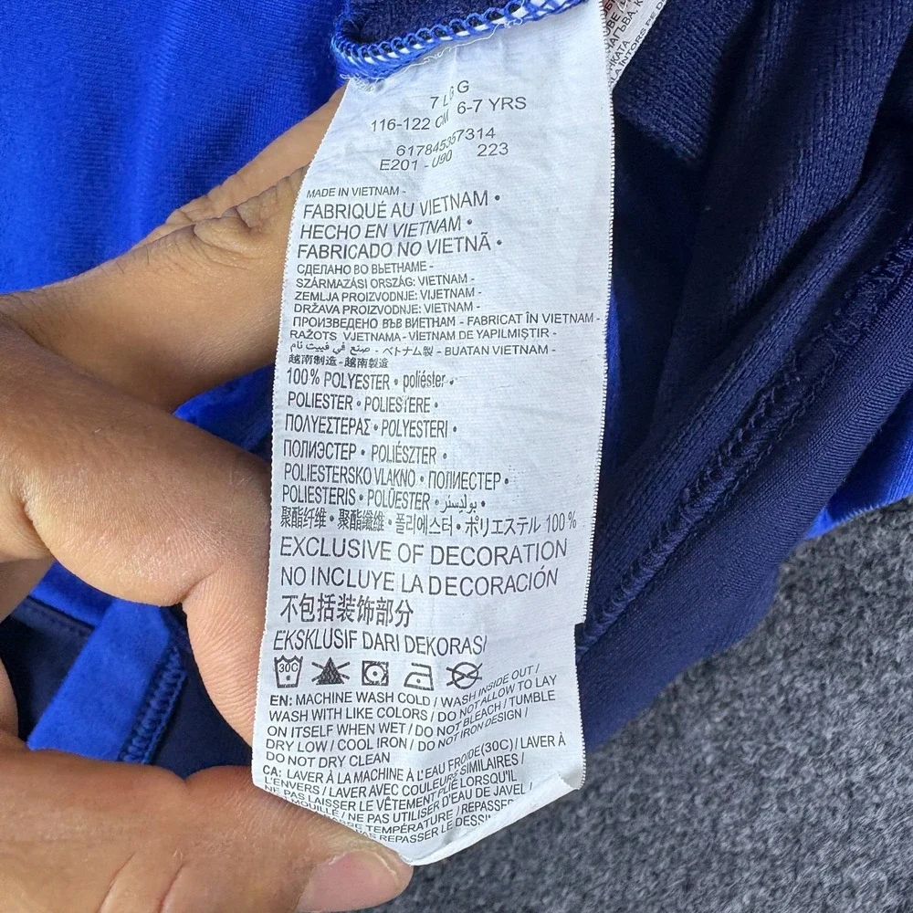 Nike‎ Track Jacket Boys 7 Blue Logo Mock Neck Long Sleeve Full Zip Performance